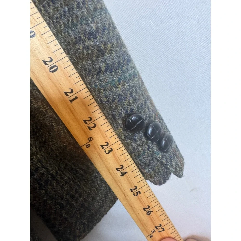 Harris Tweed Mens 40 Regular Glen Plaid Wool Blazer Jacket Green Brown Scotland